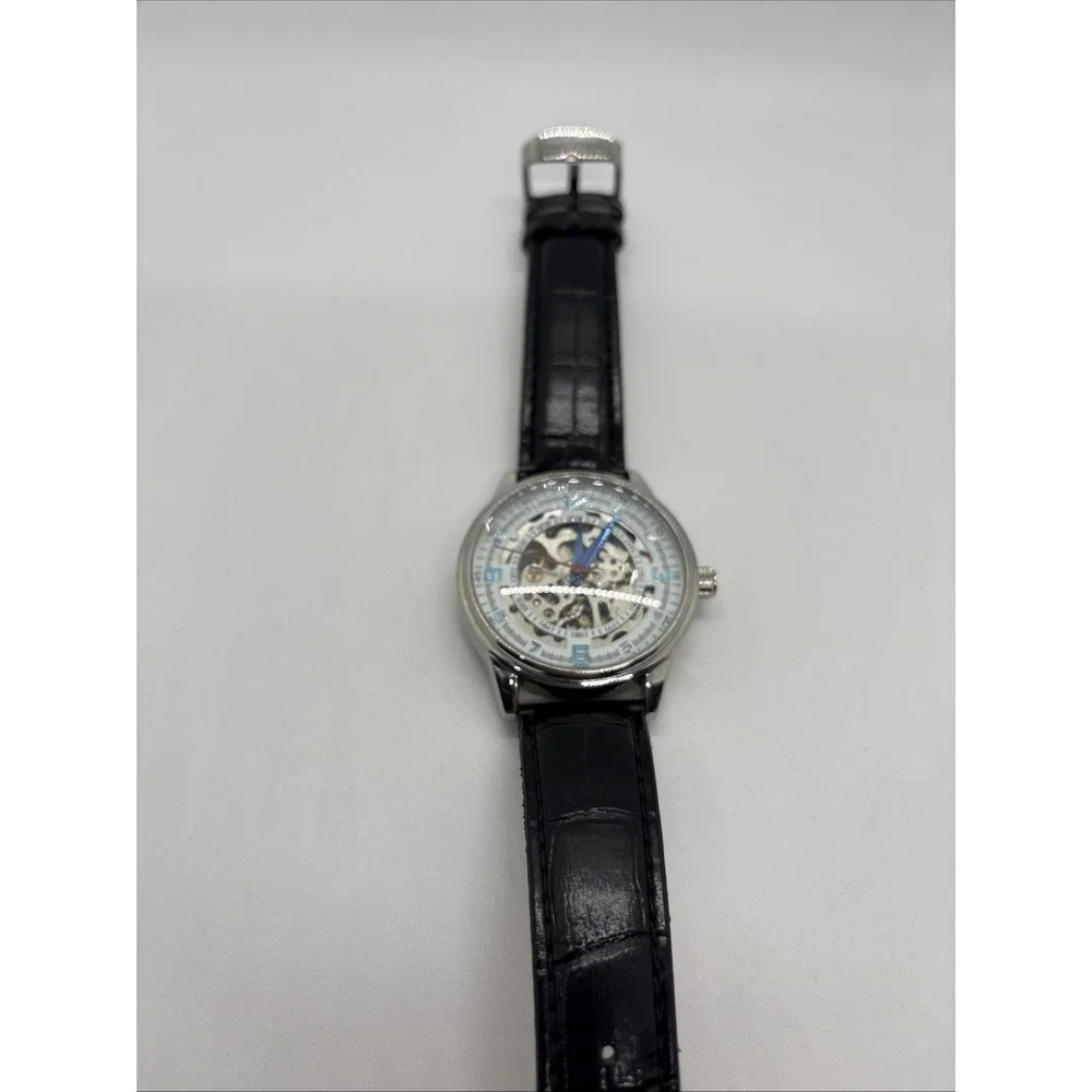 Men's AKRIBOS XXIV Automatic Skeleton Dial‎ Genuine Leather AK410WT-A Watch